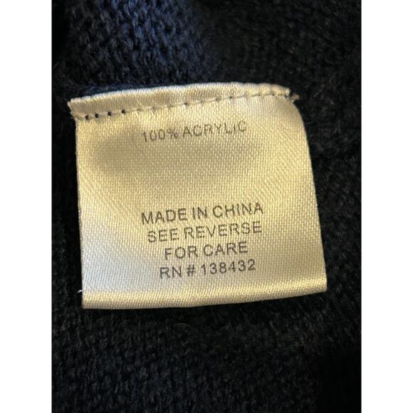 Modcloth Women's Hooded Holiday Sweater Navy Blue Red Mitten Pockets Xmas Size L - Picture 5 of 7